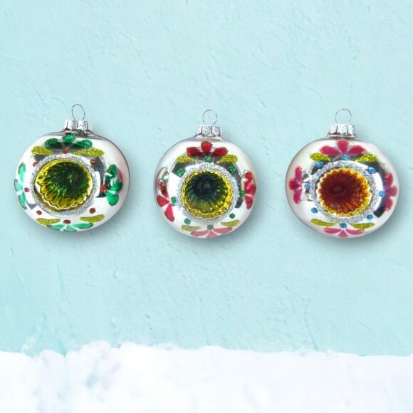 Set of 6 Vintage Painted Ornaments Christmas Decor *SHIPS WITHIN 10 DAYS* NEW 2024