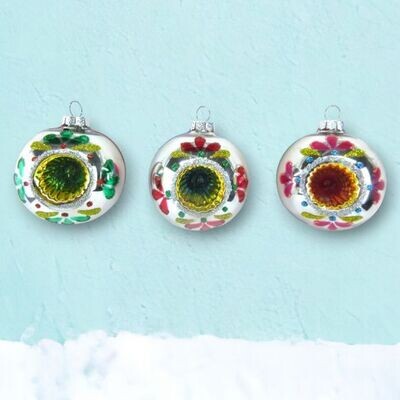 Set of 3 Vintage Painted Ornaments Christmas Decor *SHIPS WITHIN 10 DAYS* NEW 2024