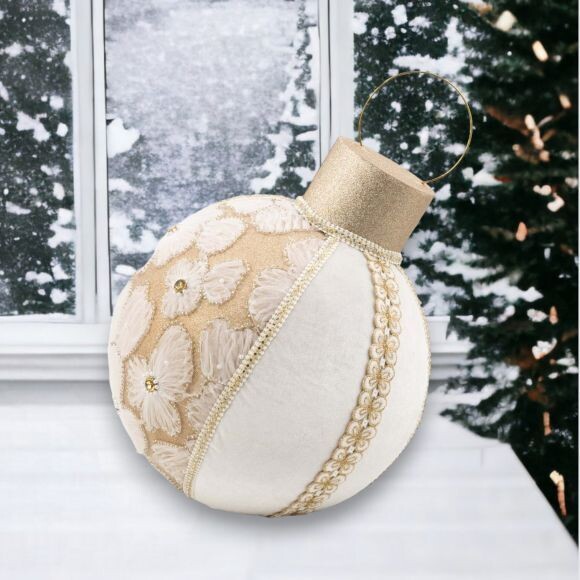 15in Winter Lace Bauble Christmas Decor *SHIPS WITHIN 10 DAYS* NEW 2024
