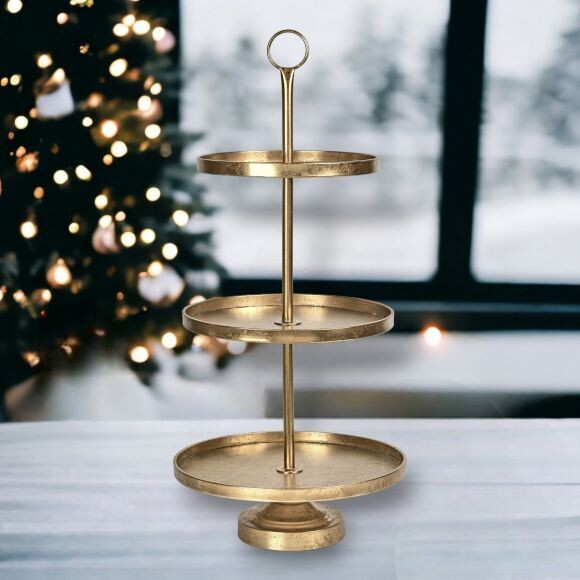 30in Gold Tiered Dessert Tray Christmas Decor *SHIPS WITHIN 10 DAYS* NEW 2024