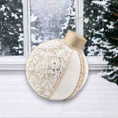 12in Winter Lace Bauble Christmas Decor *SHIPS WITHIN 10 DAYS* NEW 2024