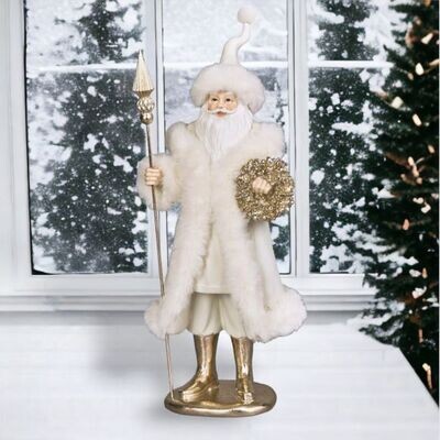15&quot; Winter Floral Santa with Staff Christmas Decor *SHIPS WITHIN 10 DAYS* NEW 2024