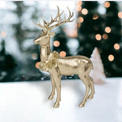 10&quot; Gold Deer Laying Christmas Decor *SHIPS WITHIN 10 DAYS* NEW 2024