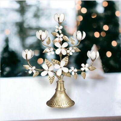 Gold/Cream Metal Flower Candelabra Christmas Decor *SHIPS WITHIN 10 DAYS* NEW 2024