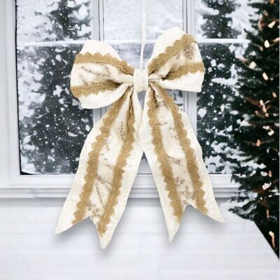 16in Winter Lace Bow Christmas Decor *SHIPS WITHIN 10 DAYS* NEW 2024