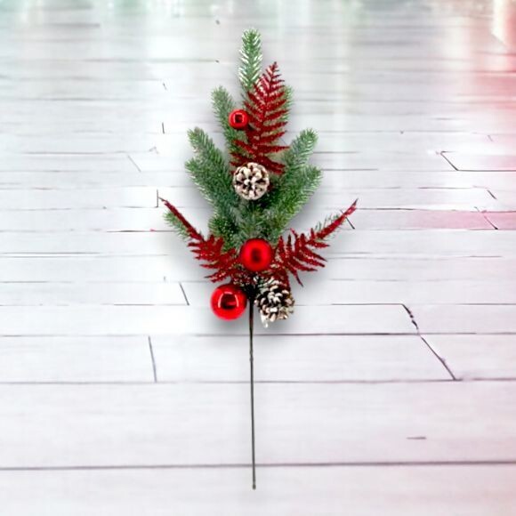 27&quot; Spruce with Red Balls Stem Set Of 3 Christmas Decor *SHIPS 8/2024*