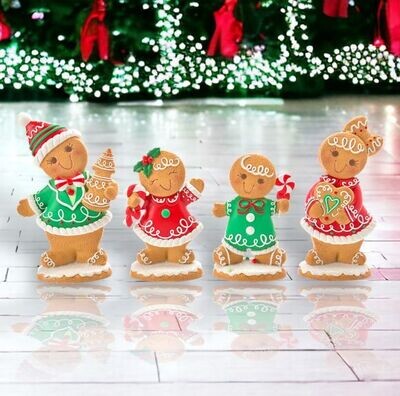 Set Of 4 Gingerbread Cookie Family Christmas Decor *SHIPS WITHIN 10 DAYS* NEW 2024