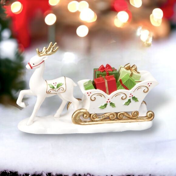 6in Deer and Sled with Gifts Christmas Decor *SHIPS WITHIN 10 DAYS* NEW 2024