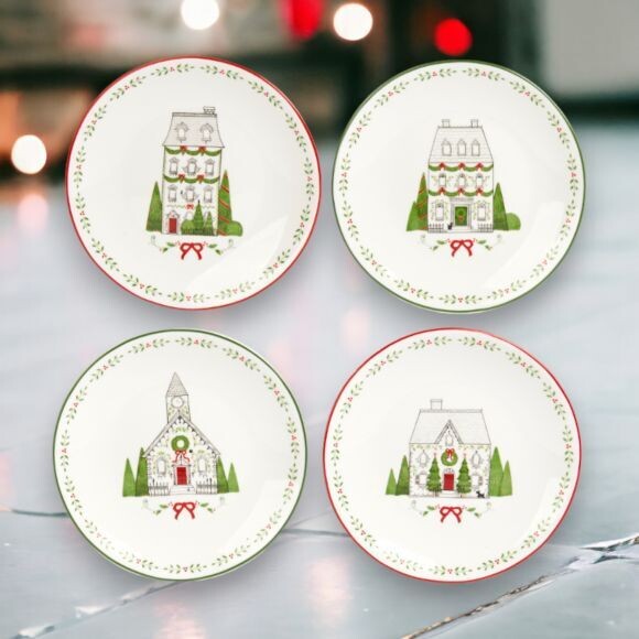 6&quot; Dessert Plates Set of 4 Christmas Decor *SHIPS WITHIN 10 DAYS* NEW 2024