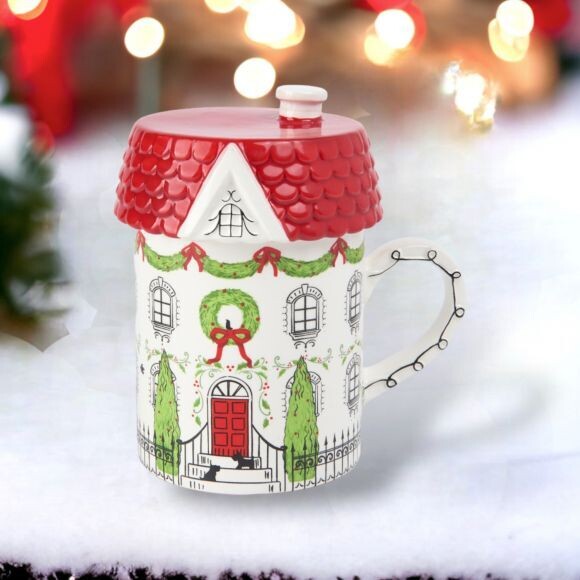 City House Mug with Lid Christmas Decor NEW 2024