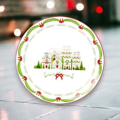 10&quot; City Sidewalks Dinner Plates Set Of 6 Christmas Decor *SHIPS WITHIN 10 DAYS* NEW 2024
