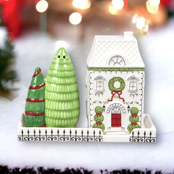 Set of 3 City Salt &amp; Pepper Shakers Christmas Decor NEW 2024
