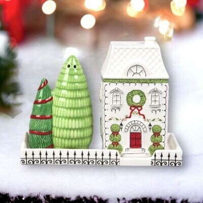 Set of 3 City Salt &amp; Pepper Shakers Christmas Decor *SHIPS WITHIN 10 DAYS* NEW 2024