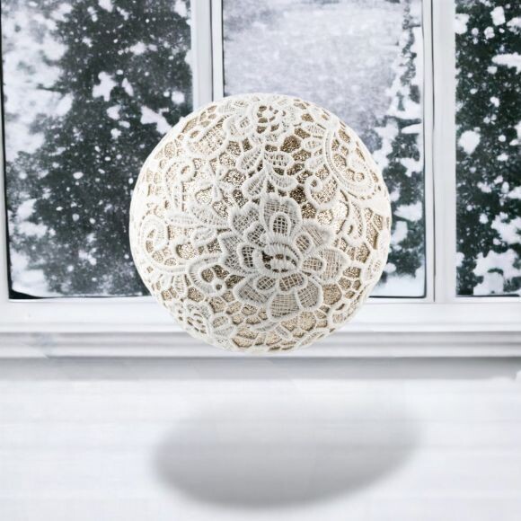 8in Winter Lace Ball Ornaments Set Of 2 Christmas Decor *SHIPS WITHIN 10 DAYS* NEW 2024