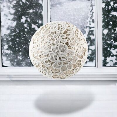 8in Winter Lace Ball Ornaments Set Of 2 Christmas Decor *SHIPS WITHIN 10 DAYS* NEW 2024
