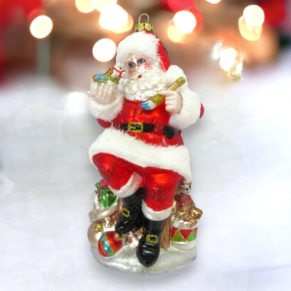 Santa Sitting with Presents Ornaments Set of 3 Christmas Decor *SHIPS WITHIN 10 DAYS* NEW 2024