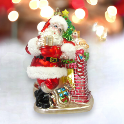 Santa with Chimney Ornament Christmas Decor *SHIPS WITHIN 10 DAYS* NEW 2024