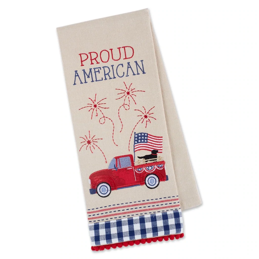 American Truck Embellished Dishtowel 4th Of July Kitchen Accents