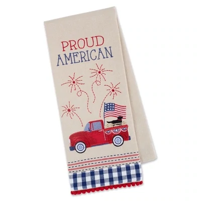 American Truck Embellished Dishtowel 4th Of July Kitchen Accents