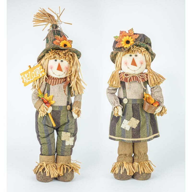 3FT SUNFLOWER SCARECROW SET OF 2 Halloween/Autumn Decor