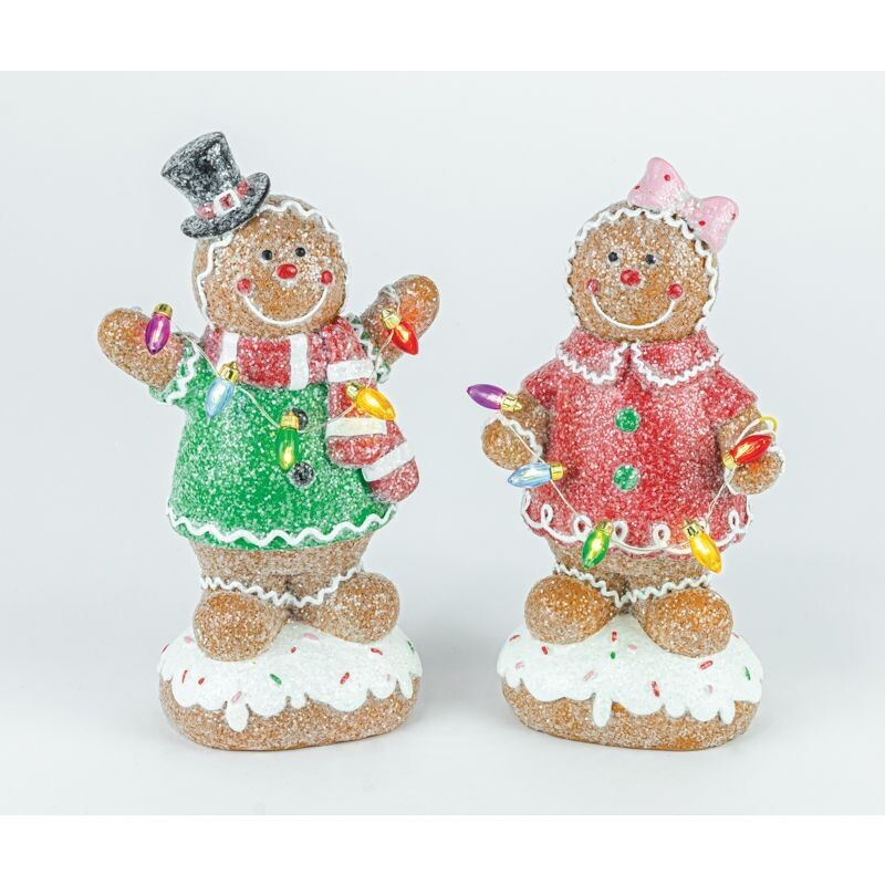 JOLLY GINGERBREAD LIGHT UP SET OF 2 Christmas Decor