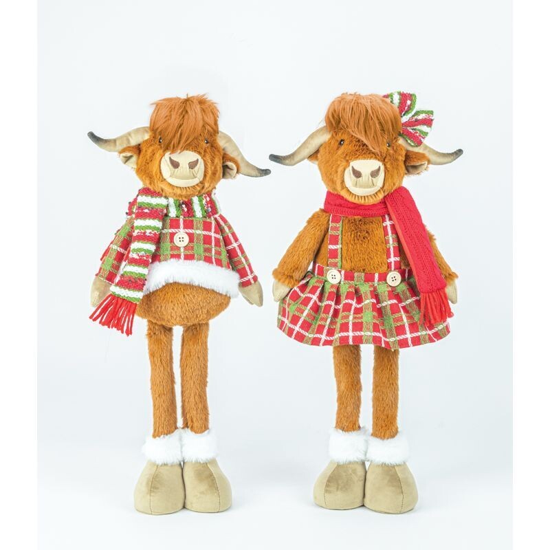 20&quot; HIGHLAND COW DOOR GREETERS SET OF 2 Christmas Decor