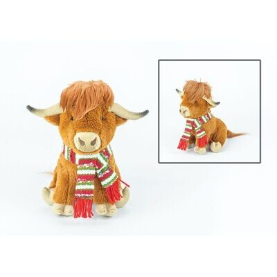 11&quot; HIGHLAND COW SCARF SITTER Christmas Decor