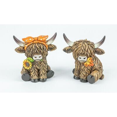 FALL HIGHLAND COWS SET OF 2 Halloween/AUTUMN Decor *SHIPS WITHIN 15 DAYS*