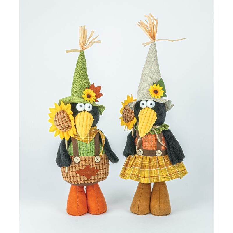 22.5&quot; FALL CROWS SET OF 2 Halloween/AUTUMN Decor *SHIPS WITHIN 15 DAYS*