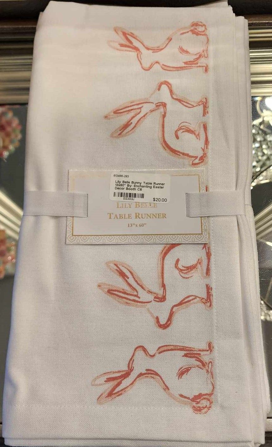 Lilly Belle Pink Bunny Table Runner 13x60&quot; Tabletop Accents Easter Decor