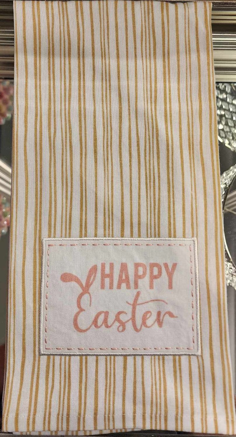 Happy Easter Stripe Almond Hand Towel Kitchen Accents Easter Decor
