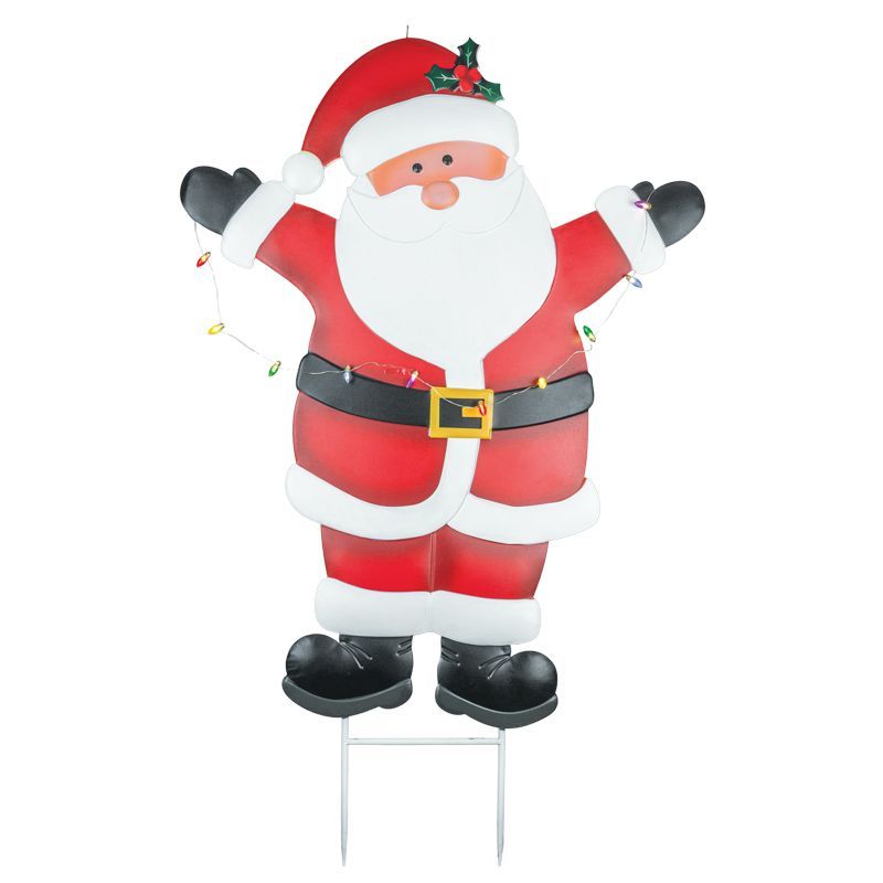 39&quot; CHRISTMAS LIGHT UP SANTA STAKE Christmas Decor *SHIPS WITHIN 10 DAYS* NEW 2024
