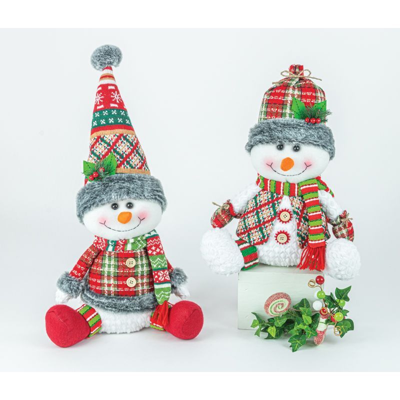 16&quot; SNAZZY SNOWMAN SITTERS Set Of 2 Christmas Decor *SHIPS WITHIN 10 DAYS* NEW 2024