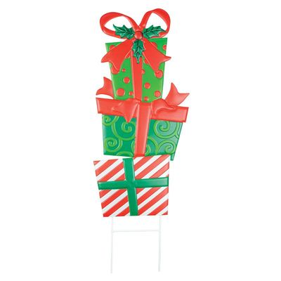 36&quot; STACKED PRESENT STAKE Christmas Decor *SHIPS WITHIN 10 DAYS* NEW 2024