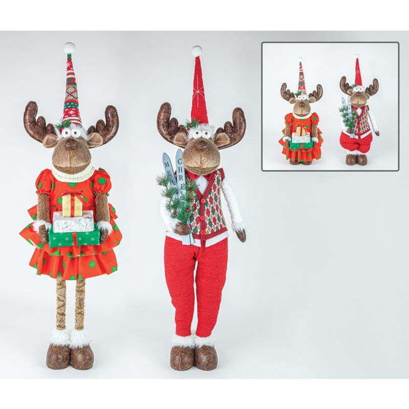 52&quot; STYLISH MOOSE STRETCH LEGS SET OF 2 Christmas Decor *SHIPS WITHIN 10 DAYS* NEW 2024