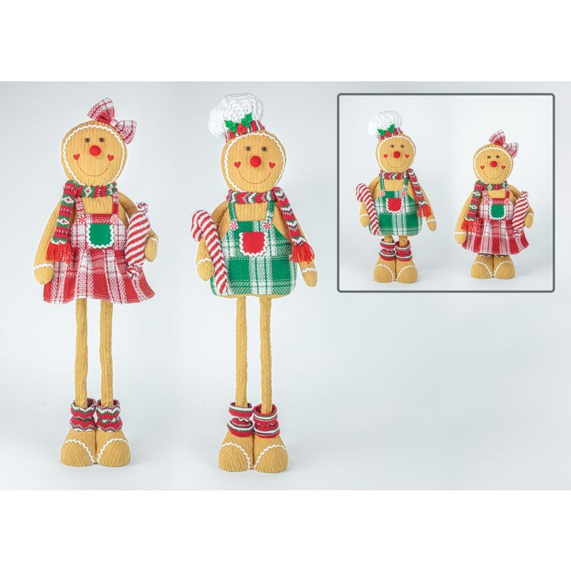 38&quot; HOLLY PLAID GINGERBREAD STRETCH LEGS SET OF 2 Christmas Decor *SHIPS WITHIN 10 DAYS* NEW 2024