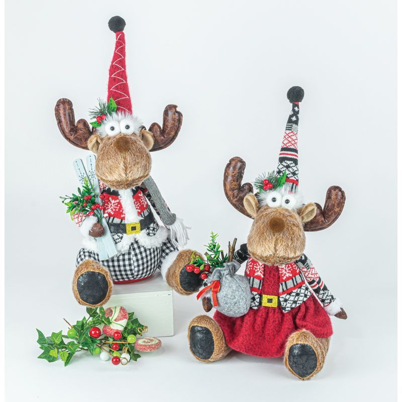 20&quot; DASHING MOOSE SITTERS SET OF 2 Christmas Decor *SHIPS WITHIN 10 DAYS* NEW 2024