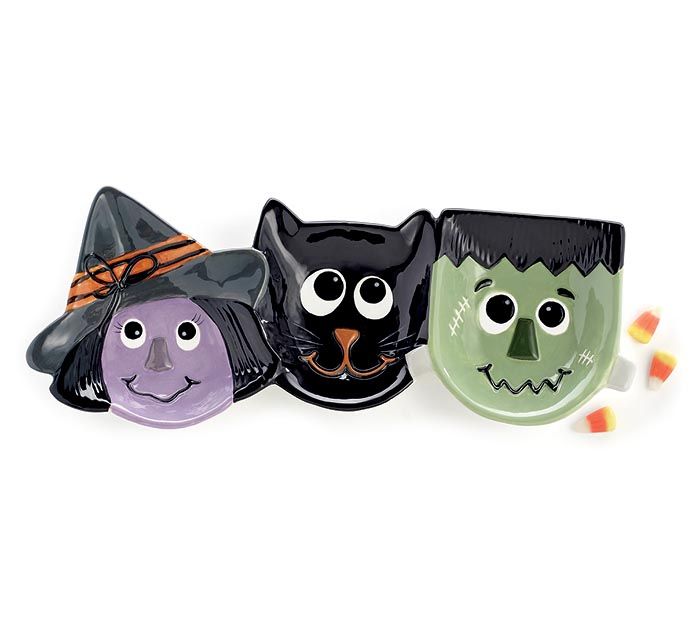 SCARY SWEET HALLOWEEN PLATES SET OF 3 Halloween Decor   *SHIPS WITHIN 10 DAYS* NEW 2024