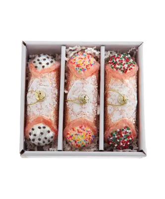*PRE-ORDER SHIPS 9/2024* Noble Gems™ Glass Cannoli Ornaments, 3-Piece Box Christmas Decor