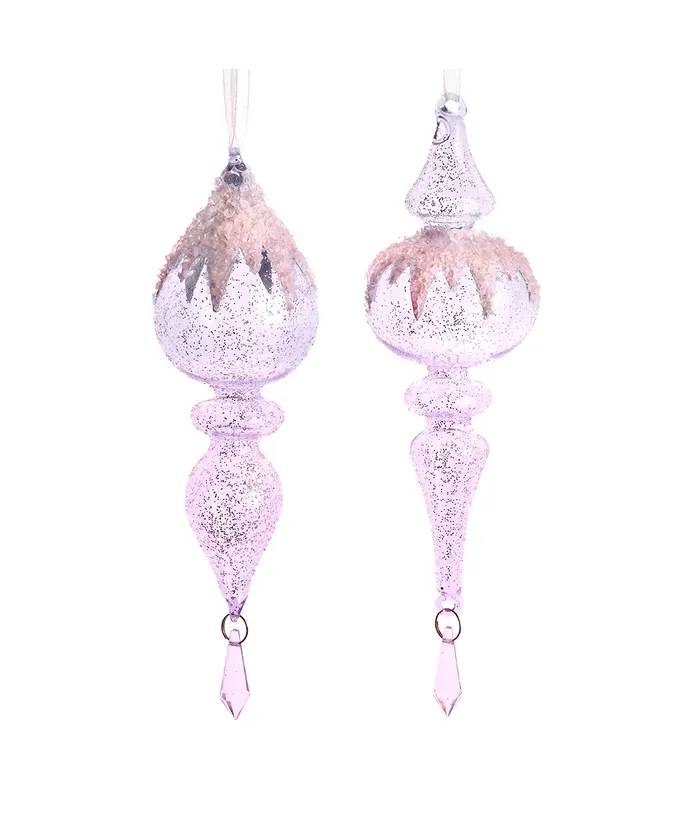 *PRE-ORDER SHIPS 9/2024* Glass Winter Fantasy Icicle Ornaments Set Of 2 Christmas Decor