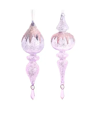 *PRE-ORDER SHIPS 9/2024* Glass Winter Fantasy Icicle Ornaments Set Of 2 Christmas Decor