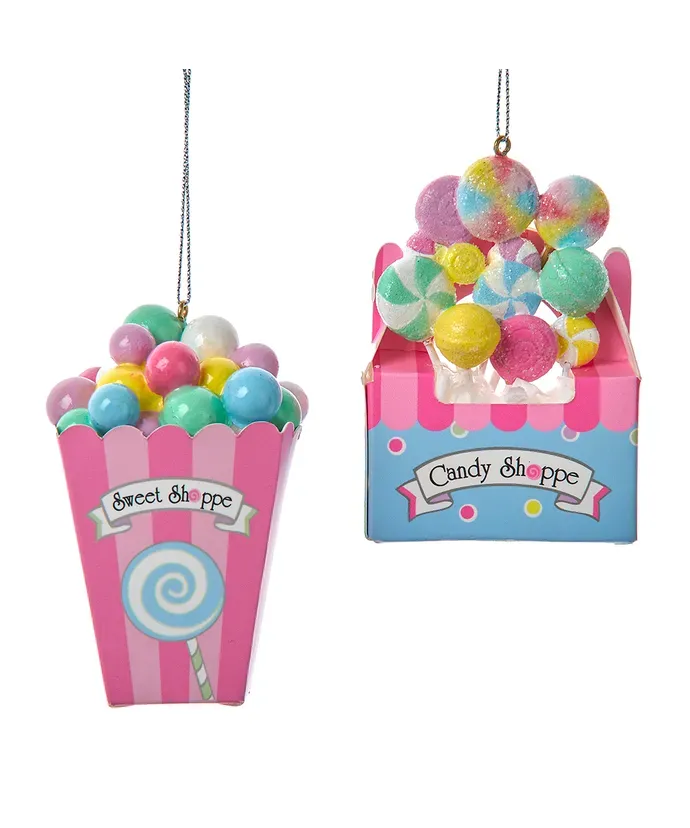 PRE-ORDER SHIPS 8/2024 Bubblegum Container &amp; Candy Box Ornaments Set Of 2 Christmas Decor