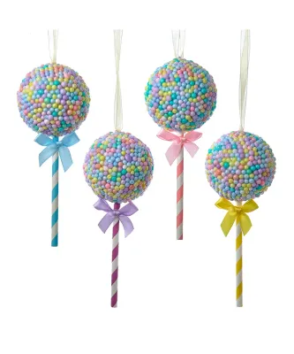 Bubblegum Ball Lollipop Ornaments Set Of 4 Christmas Decor