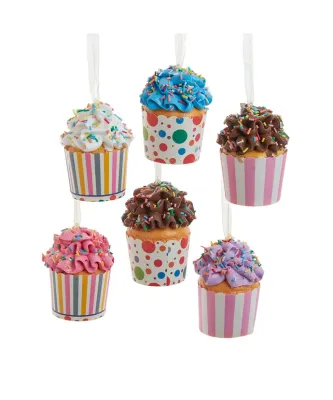 Cupcake In Paper Cup Ornaments Set Of 6 Christmas Decor