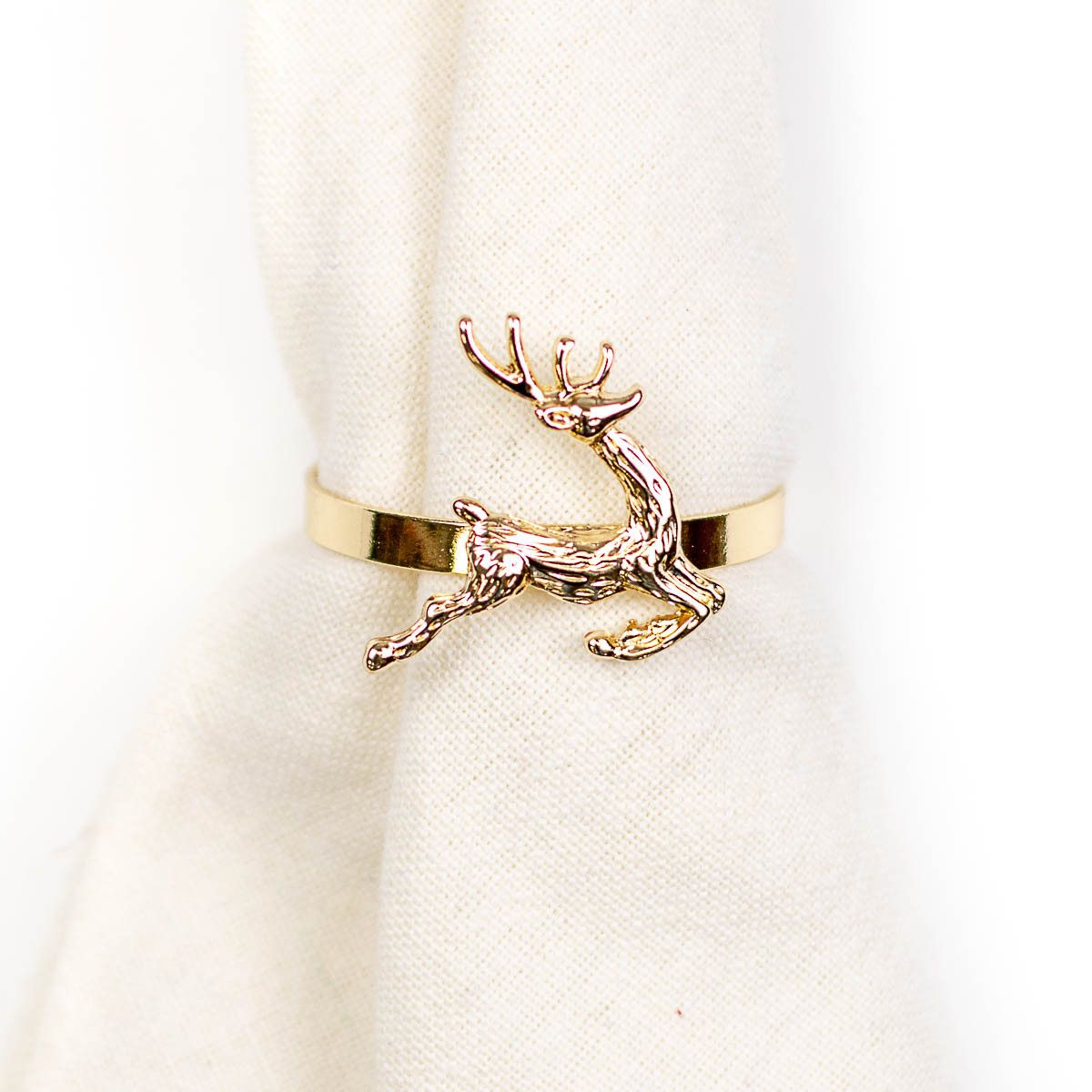 (SET OF 4) Leaping Deer Napkin Ring Tabletop Accents