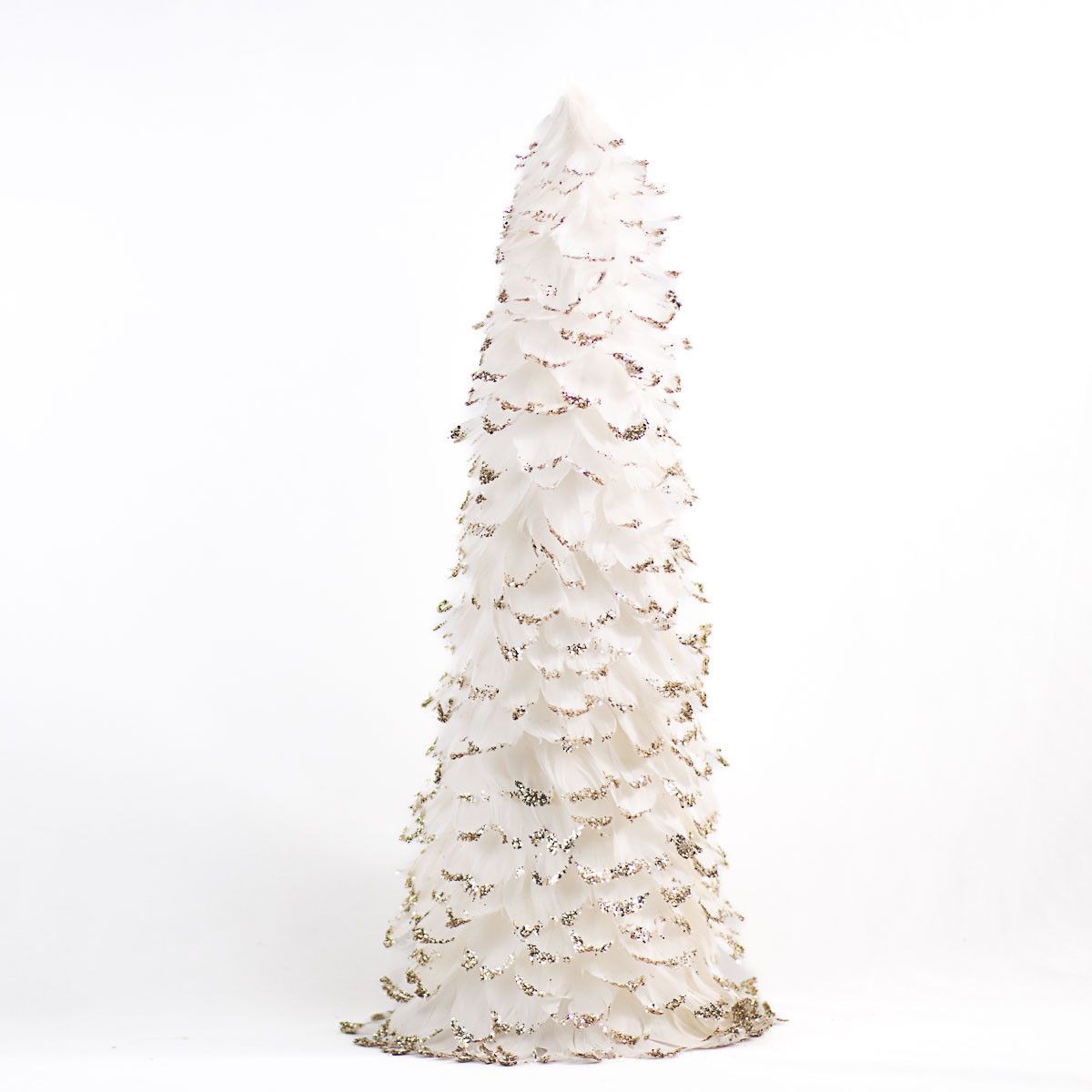 20&quot; Winter Feather Tree White/Gold Christmas Decor