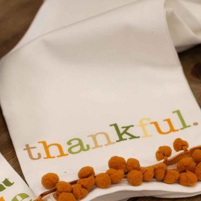 Thankful Pom Pom Thanksgiving Hand Towel Kitchen Accents