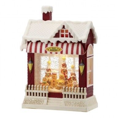 10&quot; LED GINGERBREAD SHOP WATER GLOBE WITH USB Christmas Decor