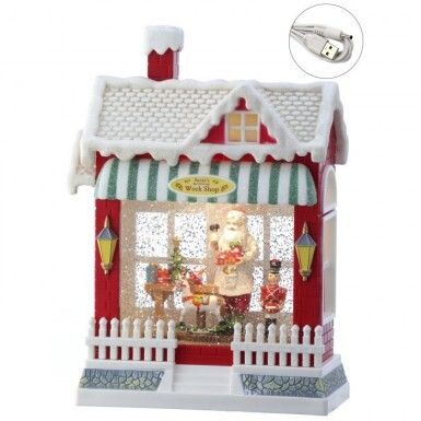 10&quot; LED NUTCRKR WORKSHOP WATER GLOBE WITH USB Christmas Decor