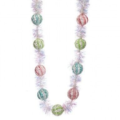 54&quot; TINSEL FROSTED CANDY BALL GARLAND Christmas Decor